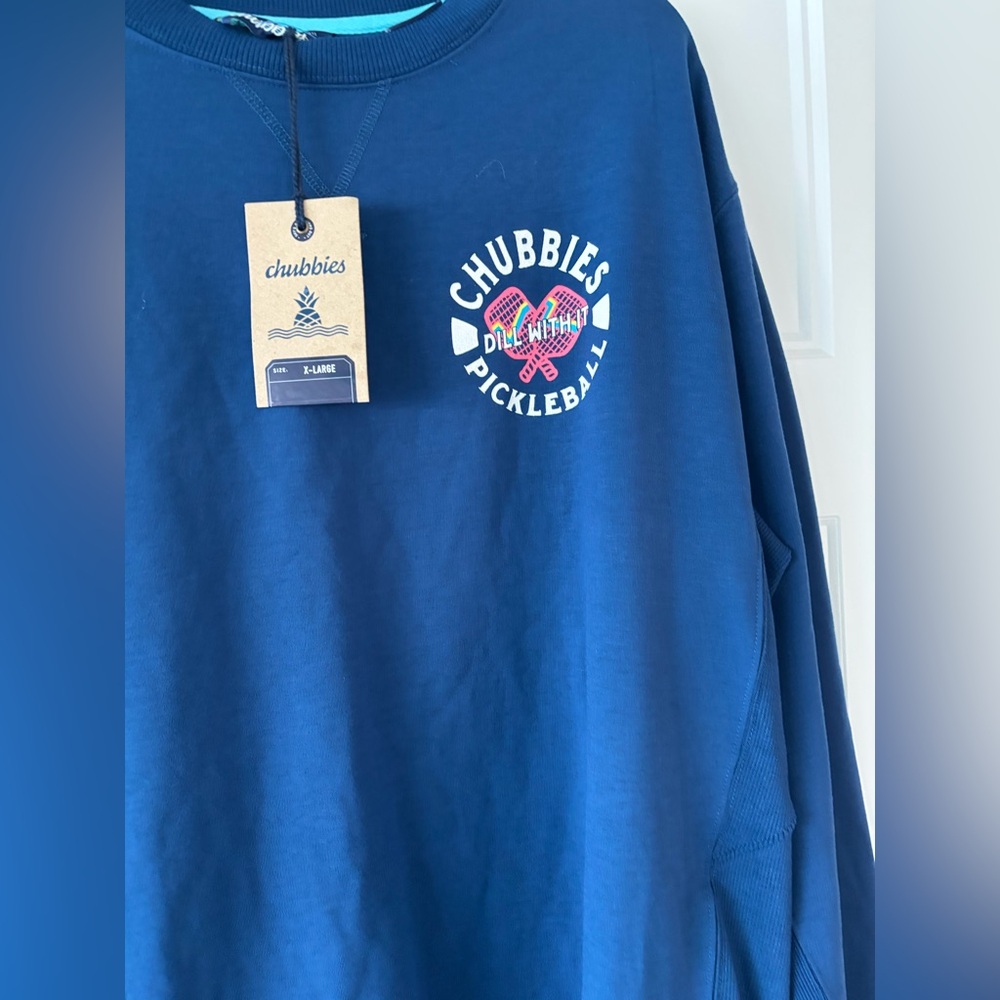 Chubbies NWT The Pickler soft Terry crewneck sweatshirt XL blue pickleball - Picture 4 of 9